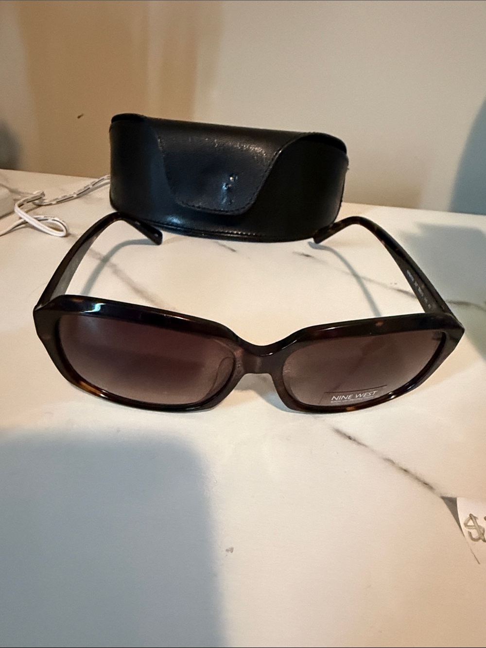 Nine West Tortoiseshell Frame Sunglasses with Brown Gradient Lenses with case